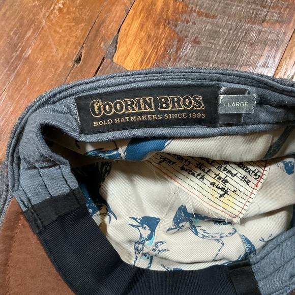 Goorin Bros Gray Wool Blend Newsboy Cap Brown Suede Brim Size Large - Picture 3 of 4